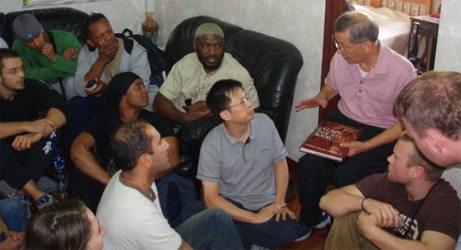 The Wing Chun School students gather at Grand Master Ip Chings home